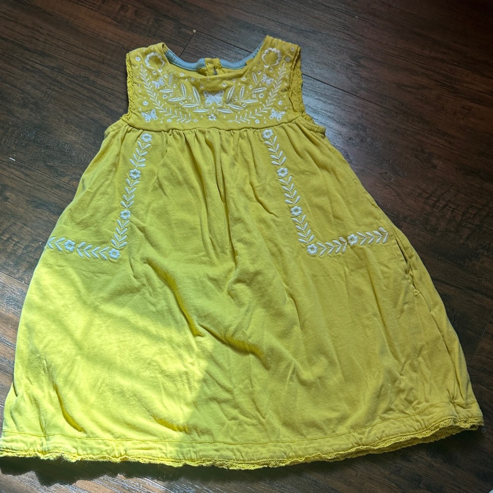 Mini Boden Yellow Embroidered Casual Dress